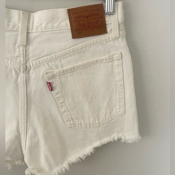 Levi’s 501 High-Rise White Denim Shorts - Picture 7 of 12
